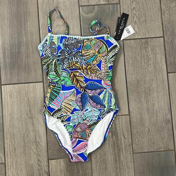 La Blanca Women's One Piece Swimsuit Lingerie Tummy Control Bathing Suit Size 8 - Picture 3 of 5